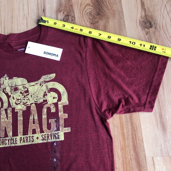 NEW SONOMA Vintage MOTORCYCLE PARTS + SERVICE Retro Graphic Tee Shirt Small Mens - Picture 8 of 13